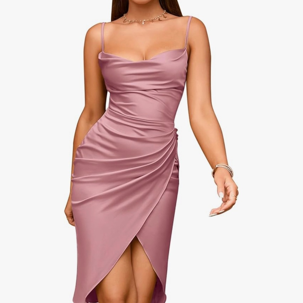 Elegant Pink Satin Dress